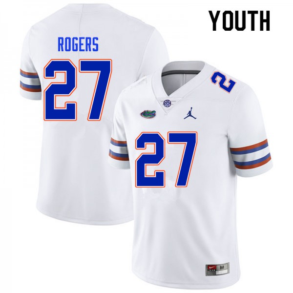 Youth #27 Jahari Rogers Florida Gators College Football Jerseys White